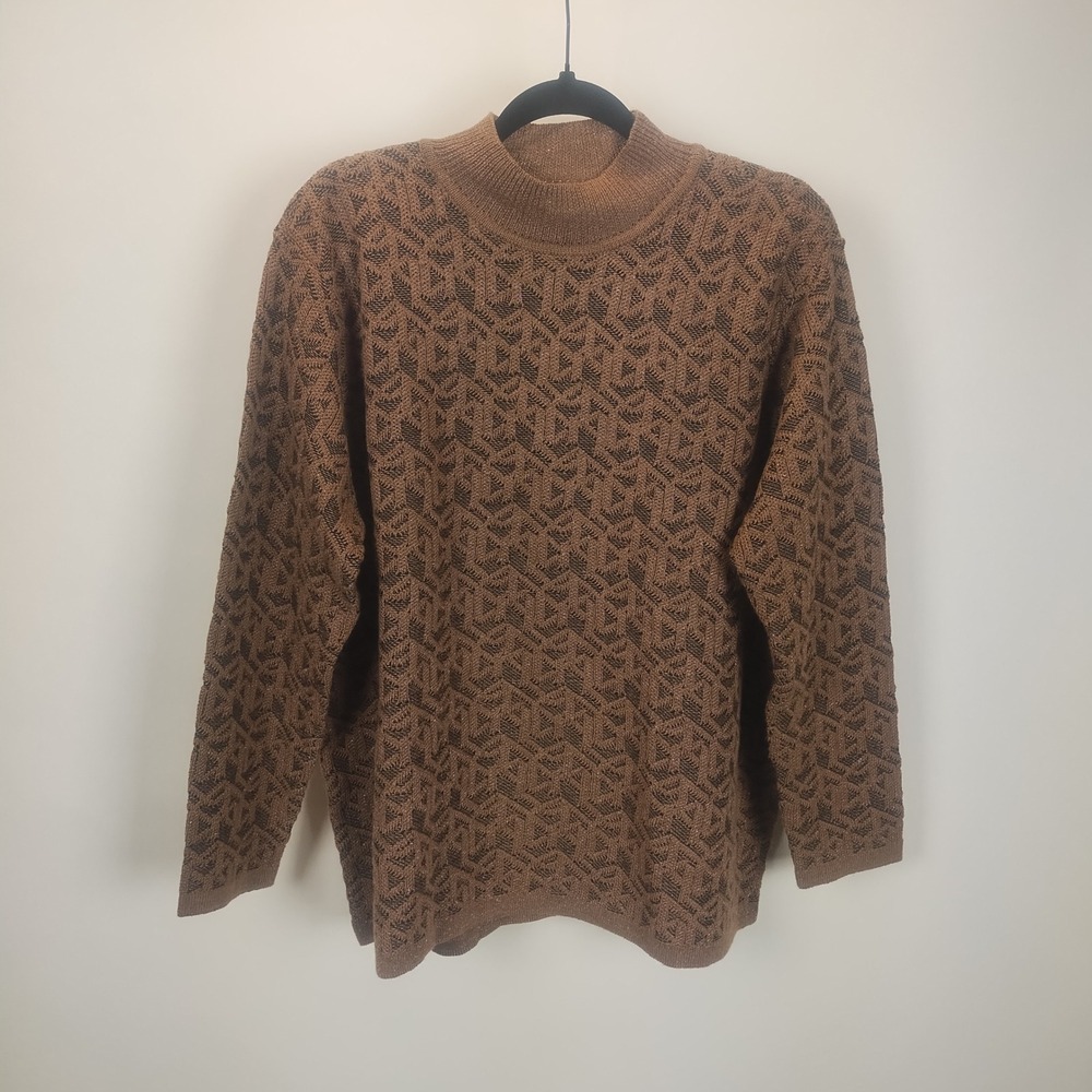 Elisabeth by Liz Claiborne Brown Wool Blend Mock Neck Sweater Size 1 Petite